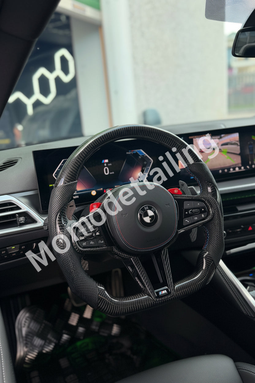 Volante bmw, Corona in carbonio/pelle/alcantara +cover airbag+paddle magnetiche+m1/m2