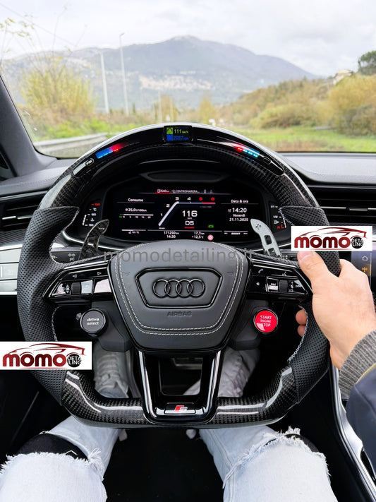 Volante Audi S6/ A6/ A7/ A8/ RS7/ S7/ Q5/ Q7/ Q8 in carbonio senza cover airbag